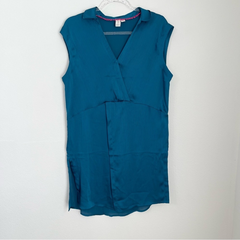 Joie Women’s Teal Sleeveless V-Neck Satin Tunic Size M